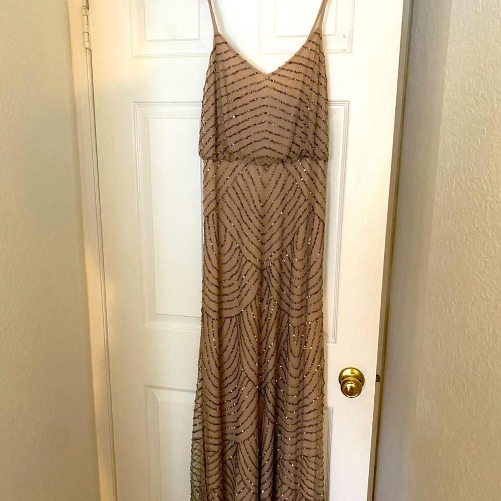 Adrianna Pappell long blush sequin dress